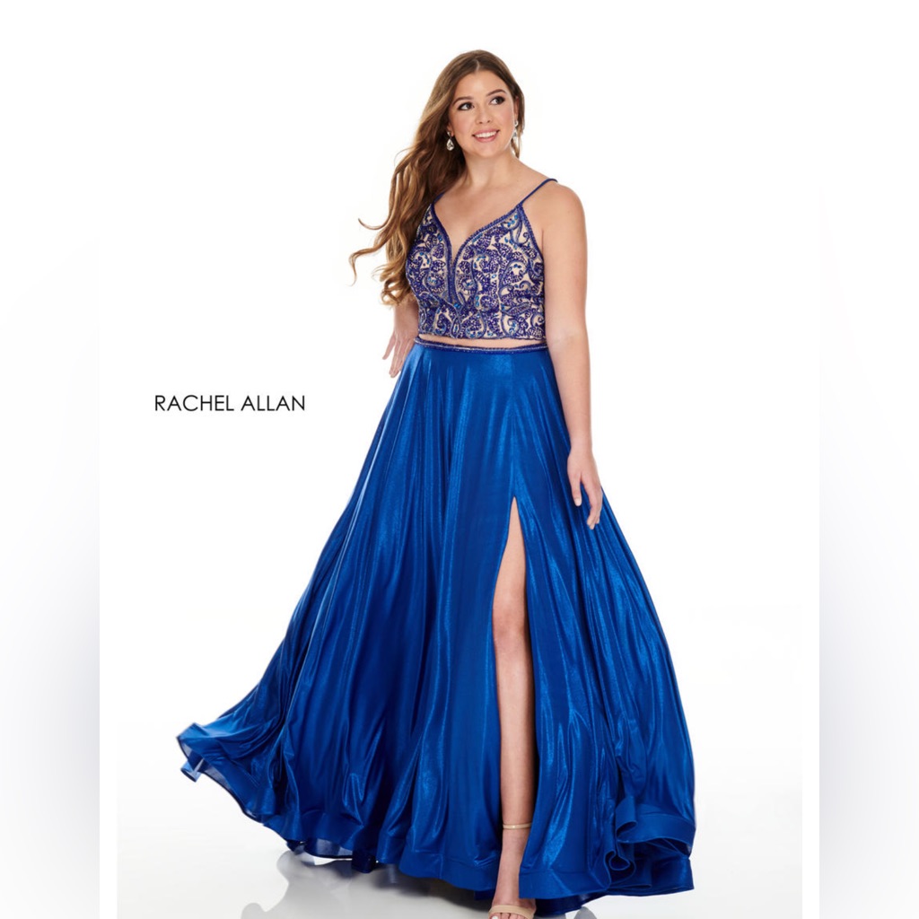 Rachel Allan Royal Blue Embellished Two-Piece Prom Dress